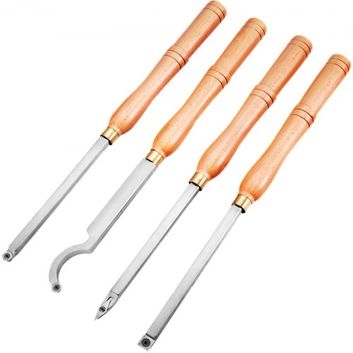 Wood turning tools for lathe 4-PCS Set, carbide turning tools with diamond shape, round, square cutters, lathe turning chisels with comfortable grip handles Turning tools for hobby crafts | EU
