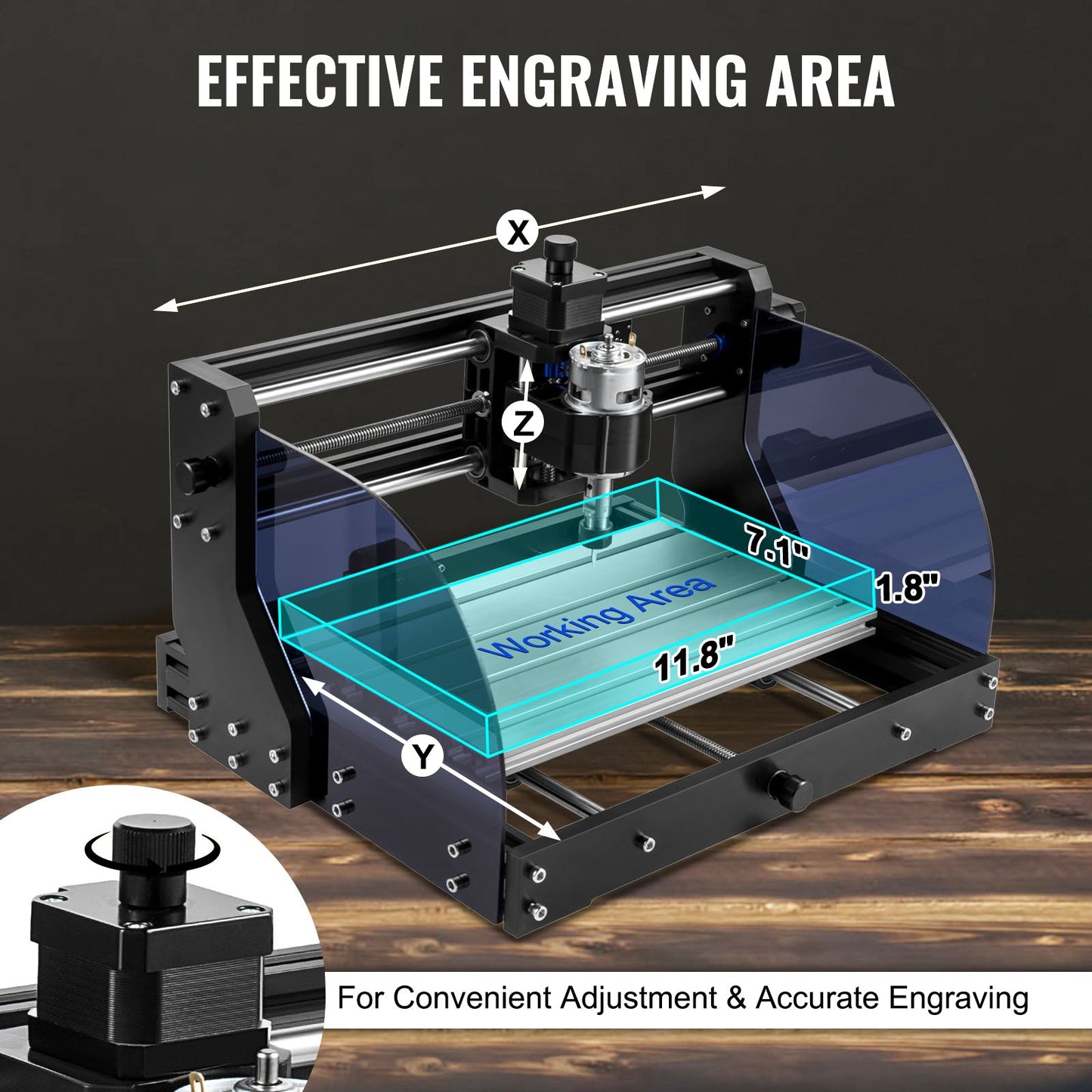 Gravyrmaskin 300×180×45 mm CNC-router CNC 3018 Pro 15W lasergravör GRBL Control 3-axlig lasergraveringsmaskin, med offlinekontroll, för snidning av plast, akryl, PVC, trä