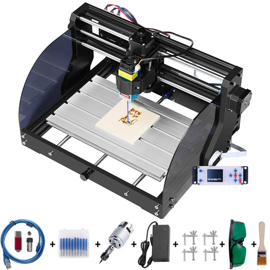 Gravyrmaskin 300×180×45 mm CNC-router CNC 3018 Pro 15W lasergravör GRBL Control 3-axlig lasergraveringsmaskin, med offlinekontroll, för snidning av plast, akryl, PVC, trä