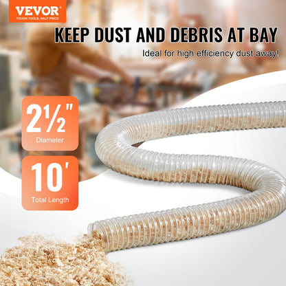 2.5 inch x 10 inch dust collection hose Thickened PVC flexible clear hose