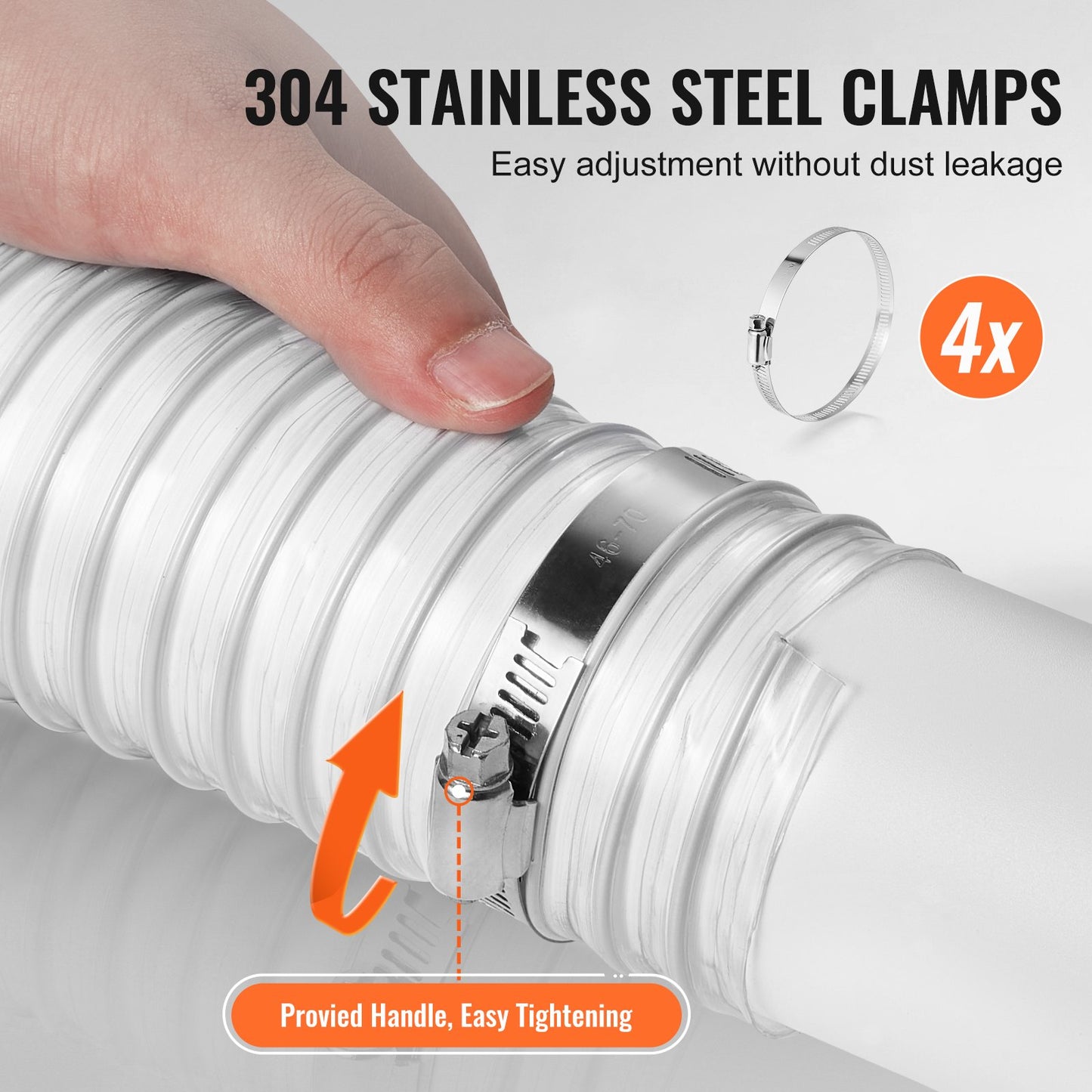 2.5 inch x 10 inch dust collection hose Thickened PVC flexible clear hose