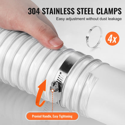 2.5 inch x 10 inch dust collection hose Thickened PVC flexible clear hose