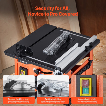 Table Saw, 1200W Portable Compact Table Saw, 210MM Saw Blade OD Construction Circular Saw, 225MM Max. Cutting Capacity, 4800rpm Cutting Speed, with 24-tooth Saw Blade, Miter Gauge, for DIY Woodworking and Furniture Making