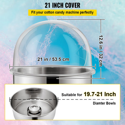 Sockervaddsmaskin 20,5" Diameter Candy Floss Lock för Candy Floss Maker Machine 52 cm Dome Shield Lock för kommersiell Candyfloss Machine