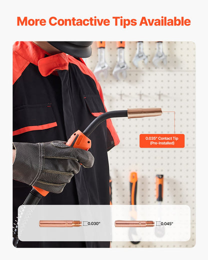 250Amp Mig Welding Gun with 15FT Cable for 0.035" &amp; 0.045" Welding Wires