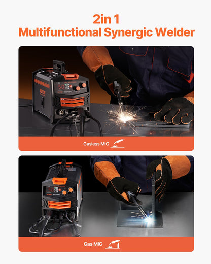 MIG Welder 130A svetsmaskin 2-i-1 gas MIG/Gasless Flux Core Welder
