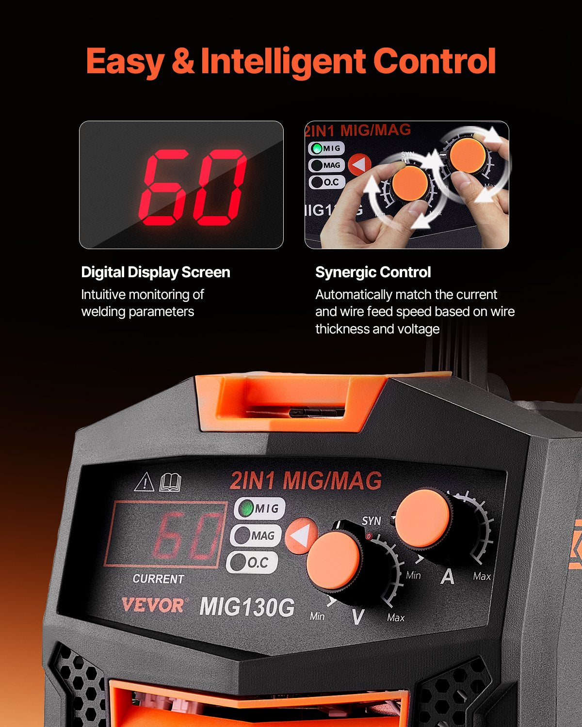 MIG Welder 130A svetsmaskin 2-i-1 gas MIG/Gasless Flux Core Welder
