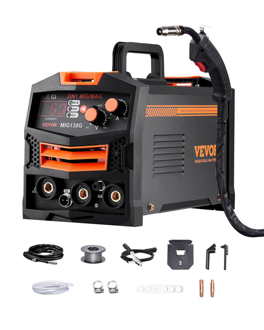 MIG Welder 130A svetsmaskin 2-i-1 gas MIG/Gasless Flux Core Welder