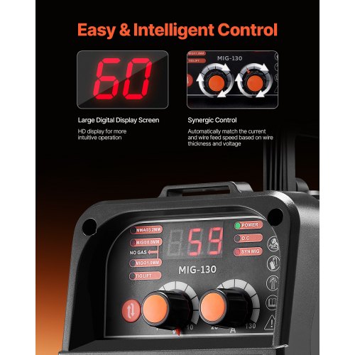 MIG-svets 130 Amp Mig-svetsmaskin 3-i-1 flusskärna MIG/elektrod/lyft-TIG |  EU