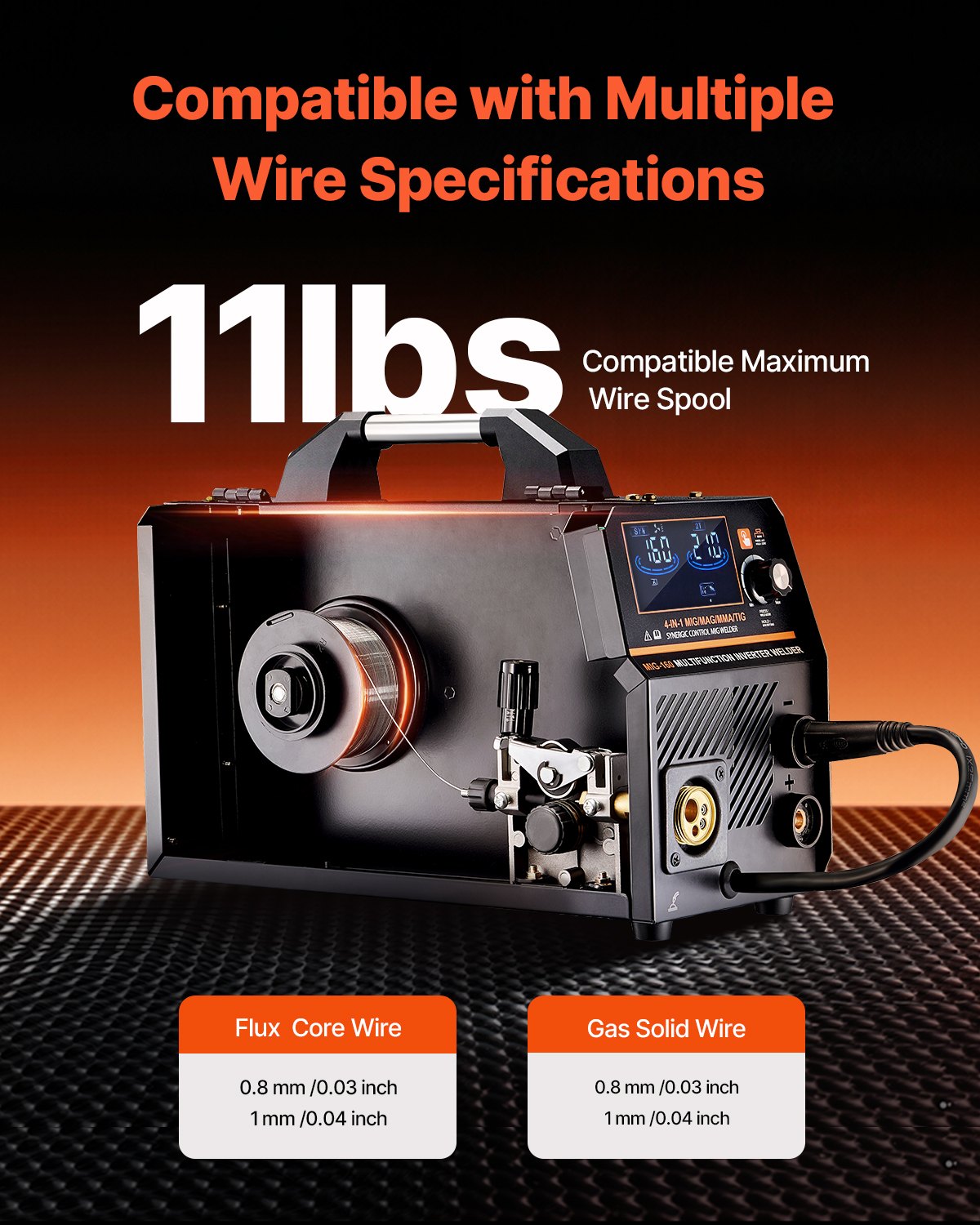 MIG Welder 160A welding machine 4-in-1 Gas/Flux Core MIG/Stick/Lift TIG