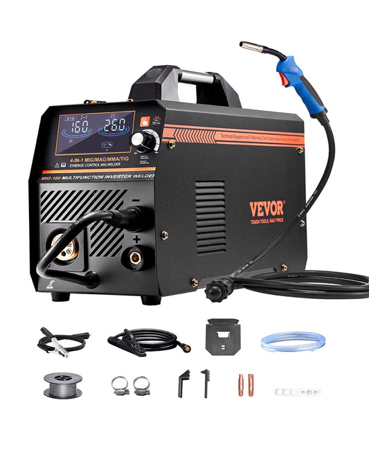 MIG Welder 160A svetsmaskin 4-i-1 Gas/Flux Core MIG/Stick/Lift TIG