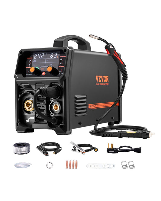 MIG Welder 200A Svetsmaskin 4-i-1 Gas MIG/Flux Core MIG/Stick/Lift TIG