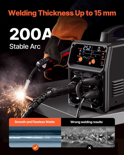 MIG Welder 200A Pluse Mig Welding Machine 5-i-1 Synergic Welder Machine