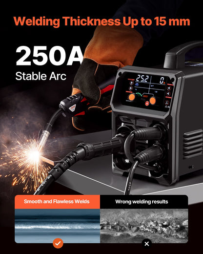 MIG Welder 250A Pluse Mig Welding Machine 5-i-1 Synergic Welder Machine