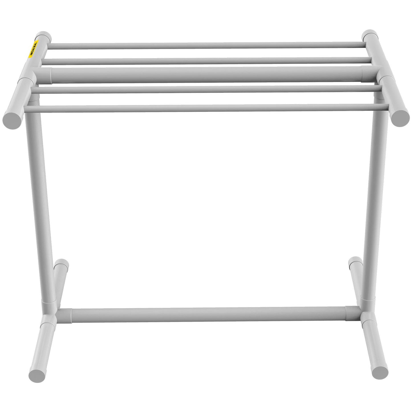 Poolhanddukshängare, 5 bar, vit, fristående utomhus PVC T-form för förvaring vid poolen, inkluderar 8 handduksklämmor, nätpåse, krok, förvarar även flyter och paddlar, för stranden, poolen, hemmet