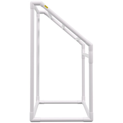 Poolhanddukshängare, 5 bar, vit, fristående utomhus PVC Trapedozal förvaringsorganisator vid poolen, inkluderar 8 handduksklämma, nätpåse, krok, förvarar även flyter och paddlar, för stranden, poolen