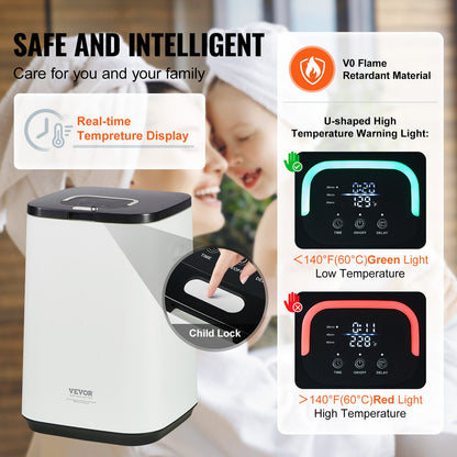 20L Large Towel Dryer with LED Display U-Shaped Light &amp; Timer White