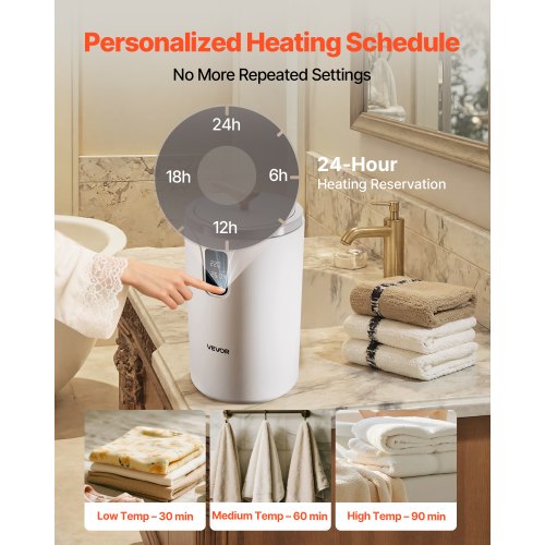 20L towel warmer bucket with LED display, timer and temperature setting safety lock | EU