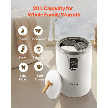 20L towel warmer bucket with LED display, timer and temperature setting safety lock | EU