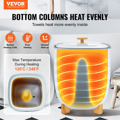 25L Towel Drying Bucket with LED Display Bottom Heating Columns Timer White