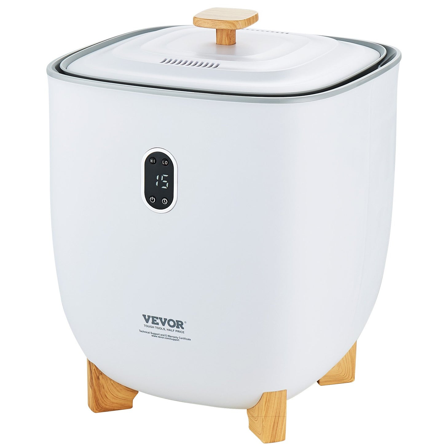 25L Towel Drying Bucket with LED Display Bottom Heating Columns Timer White