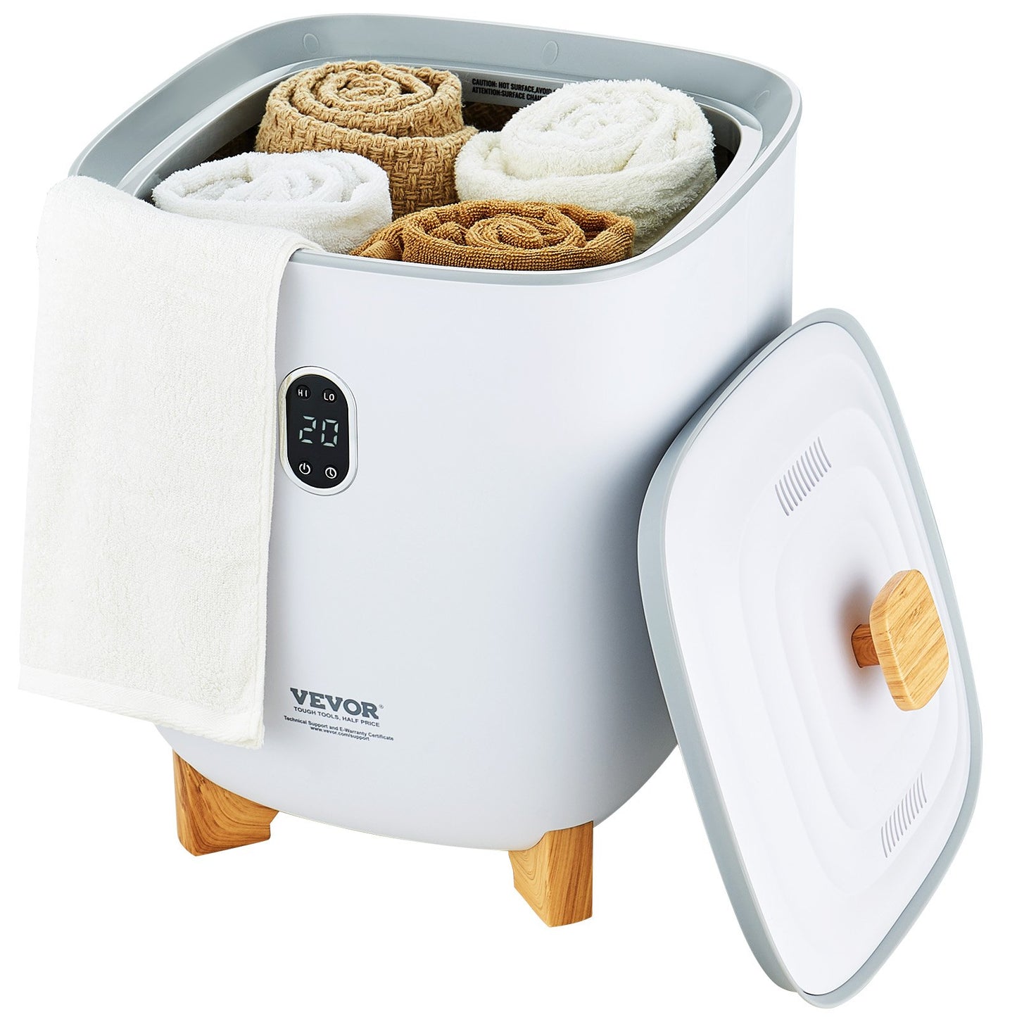 25L Towel Drying Bucket with LED Display Bottom Heating Columns Timer White