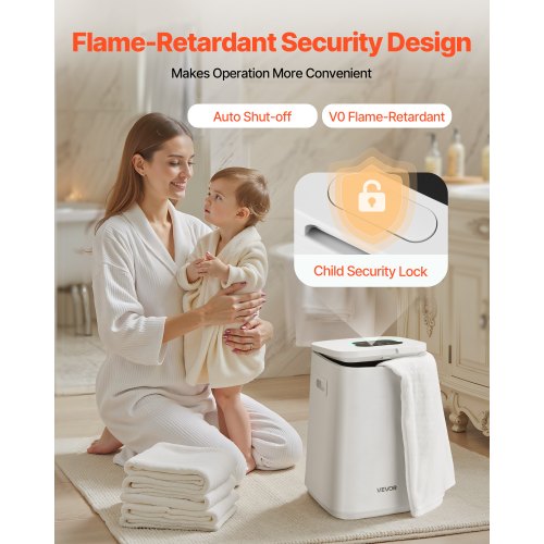 20L towel drying bucket with LED display 4 hooks and safety lock white | EU