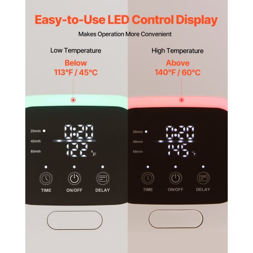 20L towel drying bucket with LED display 4 hooks and safety lock white | EU