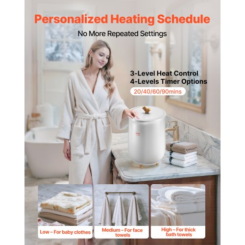 20L towel warmer bucket with LED light, timer and temperature setting, gray | EU