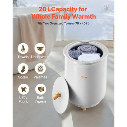 20L towel warmer bucket with LED light, timer and temperature setting, gray | EU