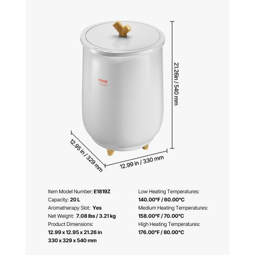 20L towel warmer bucket with LED light, timer and temperature setting, gray | EU