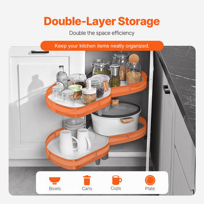 2 Tier Swing Left Blind Corner Cabinet Pull Out Soft Close Organizer