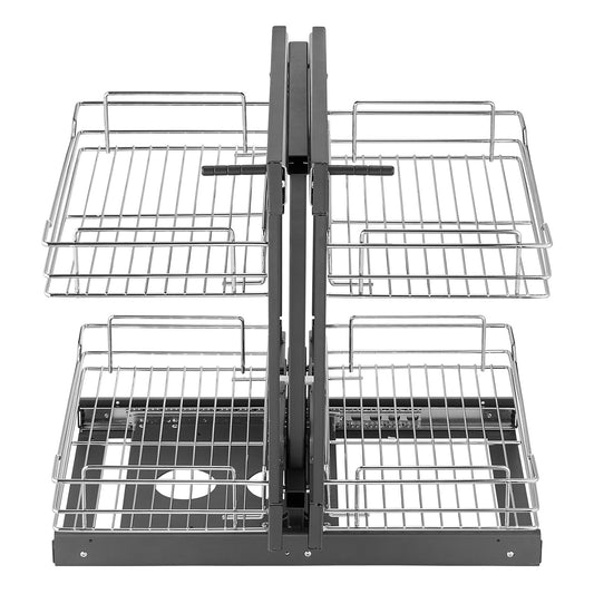 2 Tier Blind Corner Pull Out Organizer Chrome Kitchen Cabinet Basket
