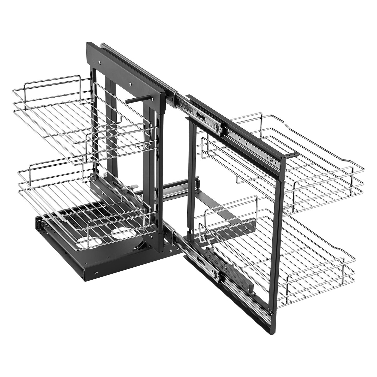2 Tier Blind Corner Pull Out Organizer Chrome Kitchen Cabinet Basket