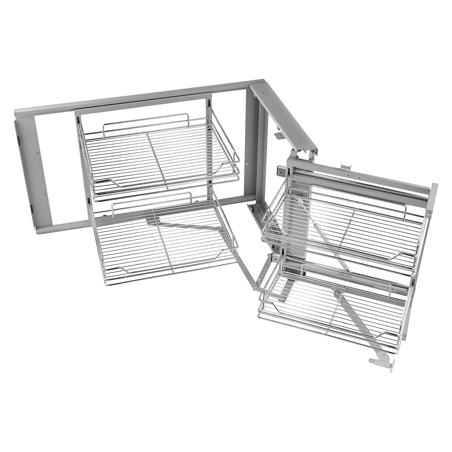 2 Tier Blind Corner Pull Out Organizer Chrome Kitchen Cabinet Basket