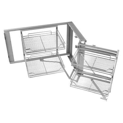 2 Tier Blind Corner Pull Out Organizer Chrome Kitchen Cabinet Basket