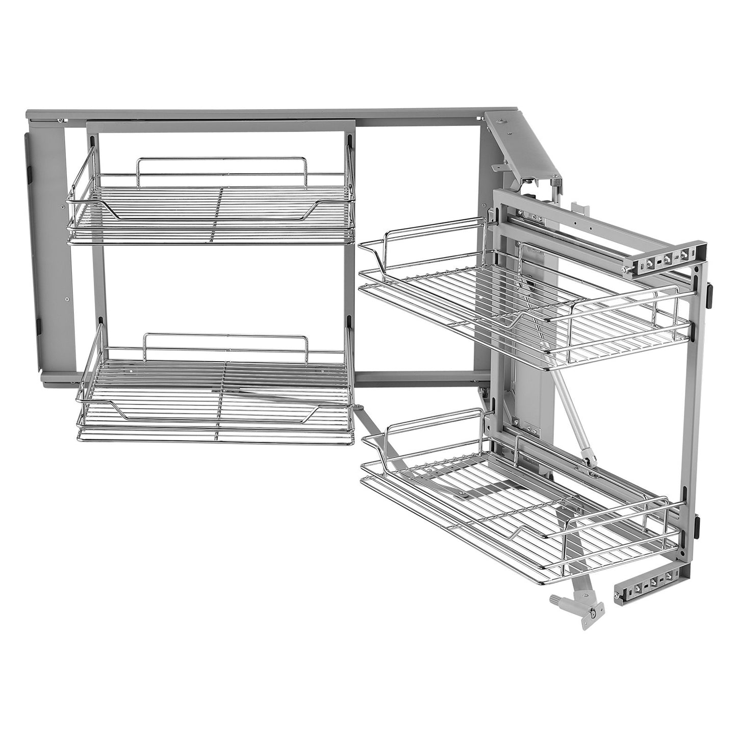 2 Tier Blind Corner Pull Out Organizer Chrome Kitchen Cabinet Basket