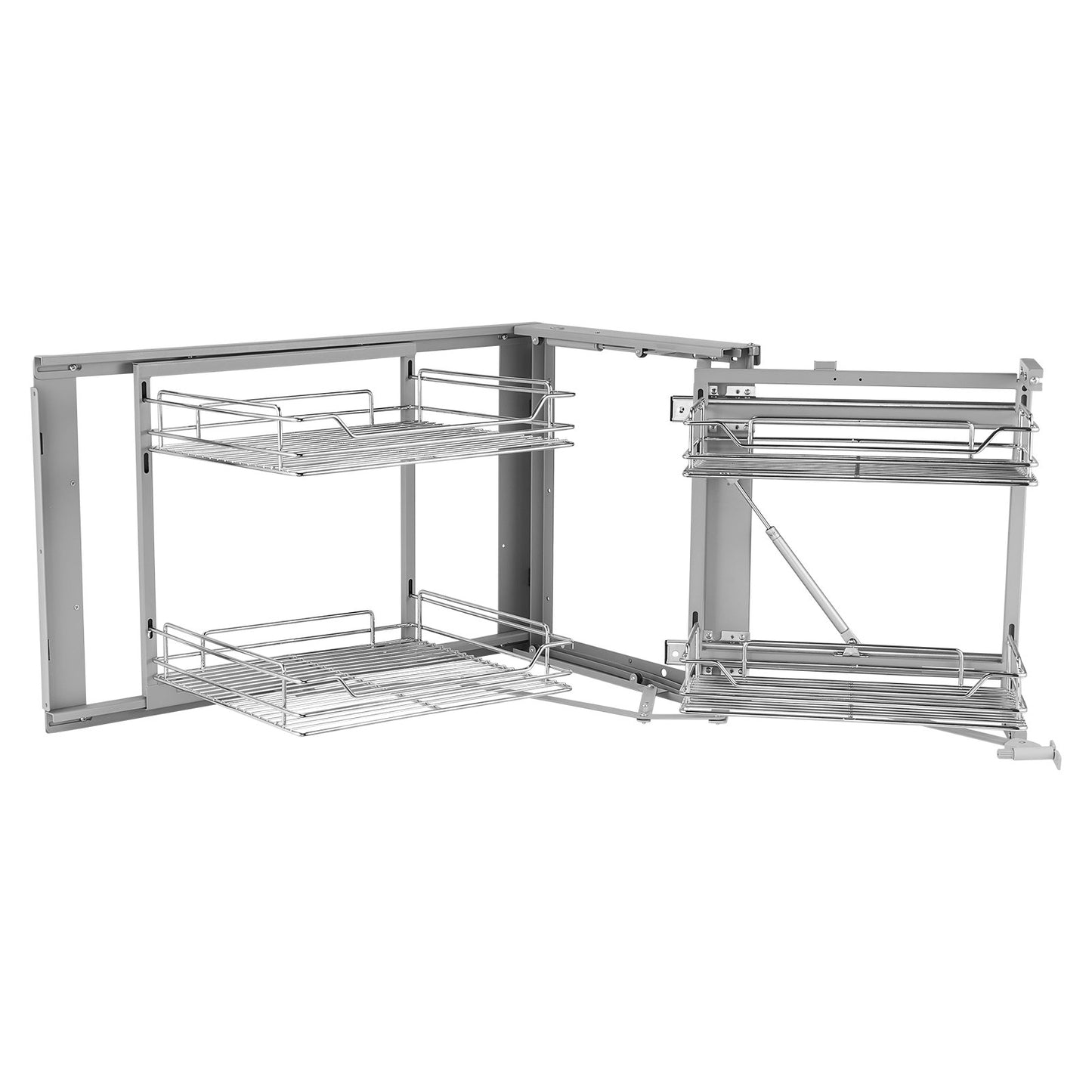 2 Tier Blind Corner Pull Out Organizer Chrome Kitchen Cabinet Basket