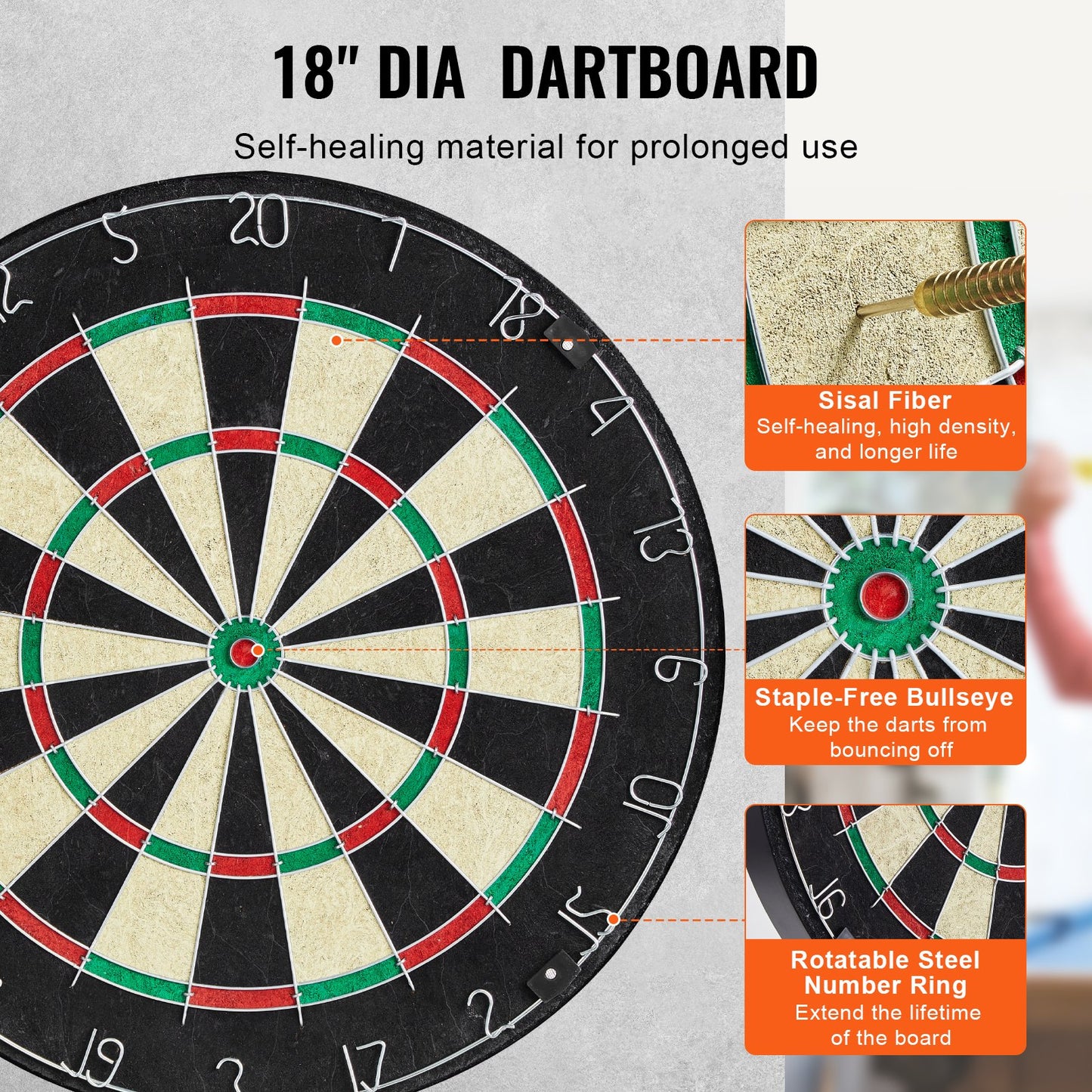 Dartboard and Cabinet Set Official Size Complete Accessories Steel Tip Darts