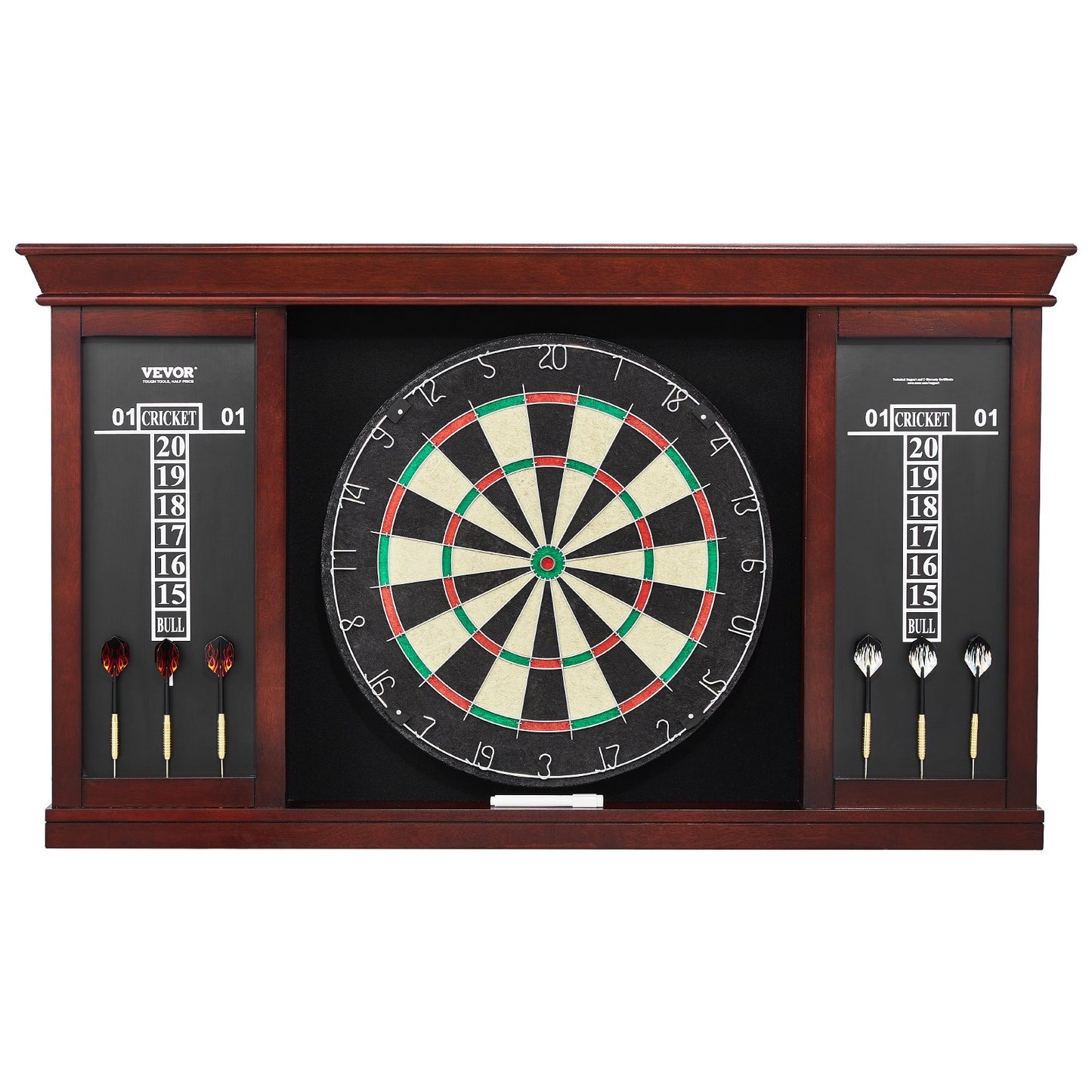 Dartboard and Cabinet Set Official Size Complete Accessories Steel Tip Darts