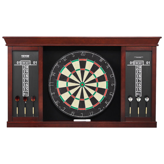 Dartboard and Cabinet Set Official Size Complete Accessories Steel Tip Darts