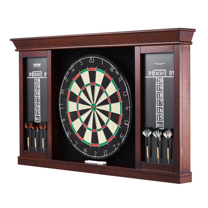 Dartboard and Cabinet Set Official Size Complete Accessories Steel Tip Darts