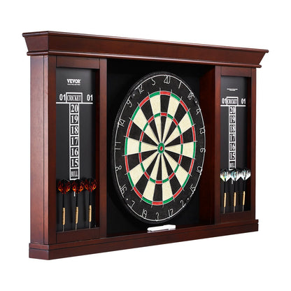 Dartboard and Cabinet Set Official Size Complete Accessories Steel Tip Darts