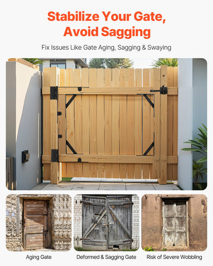 Gate Corner Brace Bracket 2 Set Anti Sag Gate Frame Hardware Kit Black