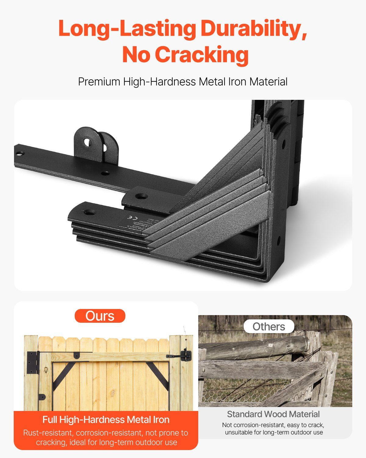 Gate Corner Brace Bracket 2 Set Anti Sag Gate Frame Hardware Kit Black