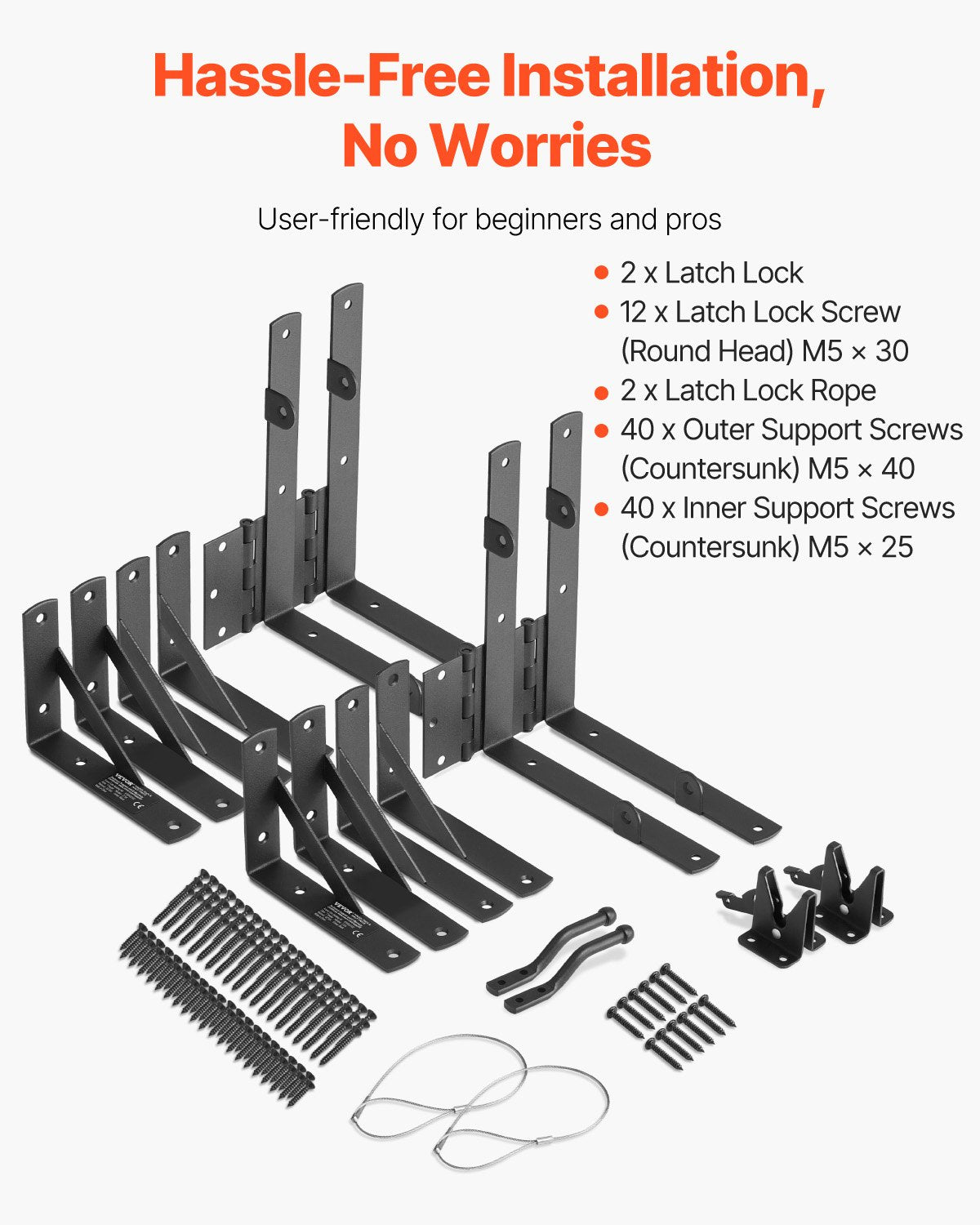 Gate Corner Brace Bracket 2 Set Anti Sag Gate Frame Hardware Kit Black