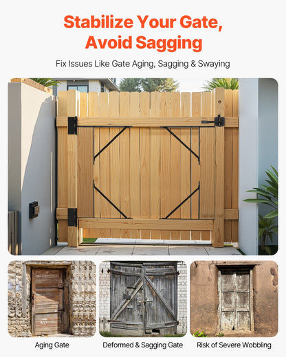 Gate Corner Brace Bracket Anti Sag Gate Frame Hardware Kit for Stable Gate