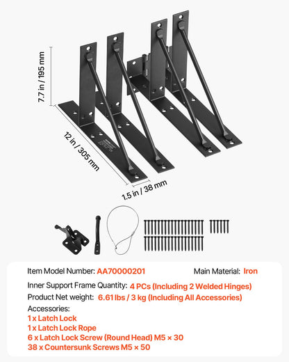 Gate Corner Brace Bracket Anti Sag Gate Frame Hardware Kit for Stable Gate