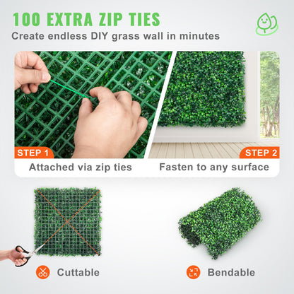 Artificial Boxwood Panel UV 12pcs Boxwood Hedge Wall Panels Artificial Grass Background Wall 20X20" 4cm Green Grass Wall Fake Hedge for Decor Privacy Fence Indoor Outdoor Garden Backyard