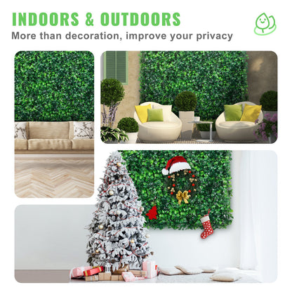 Artificial Boxwood Panel UV 12pcs Boxwood Hedge Wall Panels Artificial Grass Background Wall 20X20" 4cm Green Grass Wall Fake Hedge for Decor Privacy Fence Indoor Outdoor Garden Backyard